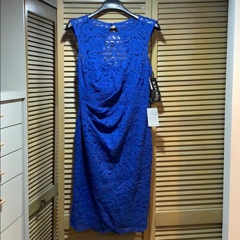 XSCAPE Blue lace dress